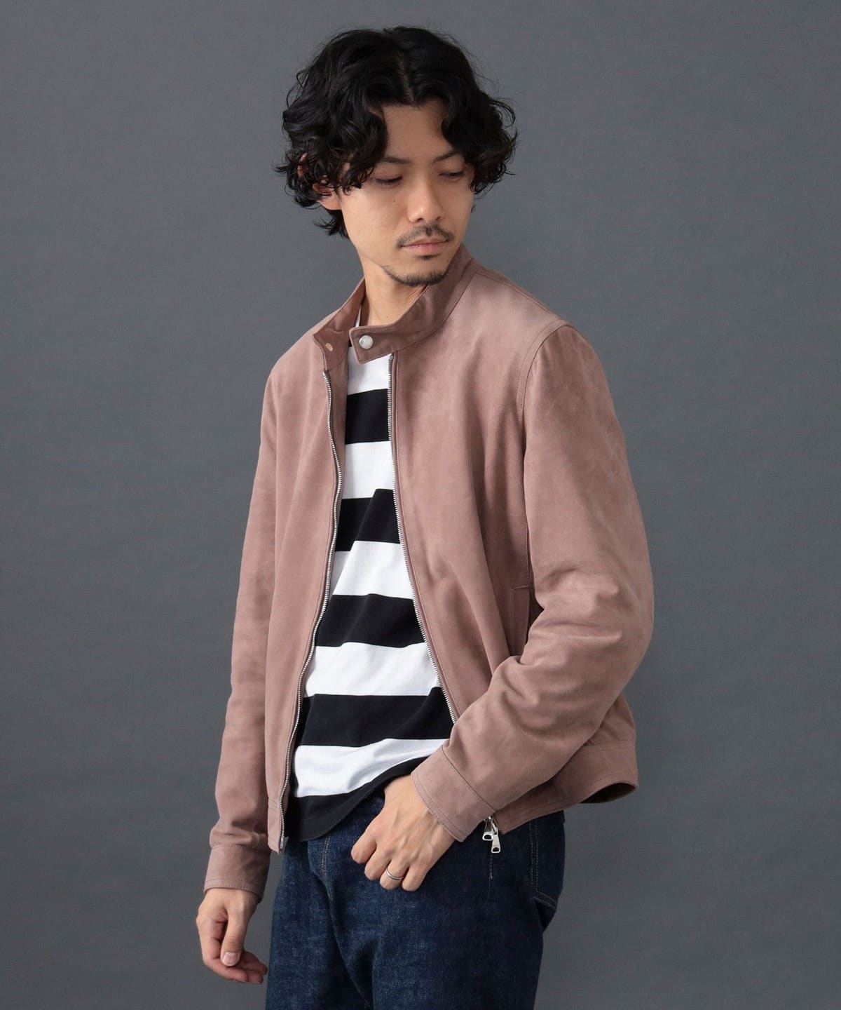 【別注】EMMETI エンメティ / JURI BEAMS3 スエード シングル ライダースジャケット ブルゾン MEN OLDROSE/6009 48 【別注】EMMETI エンメティ / JURI BEAMS3 スエード シングル ライダースジャケット ブルゾン MEN OLDROSE/6009 48