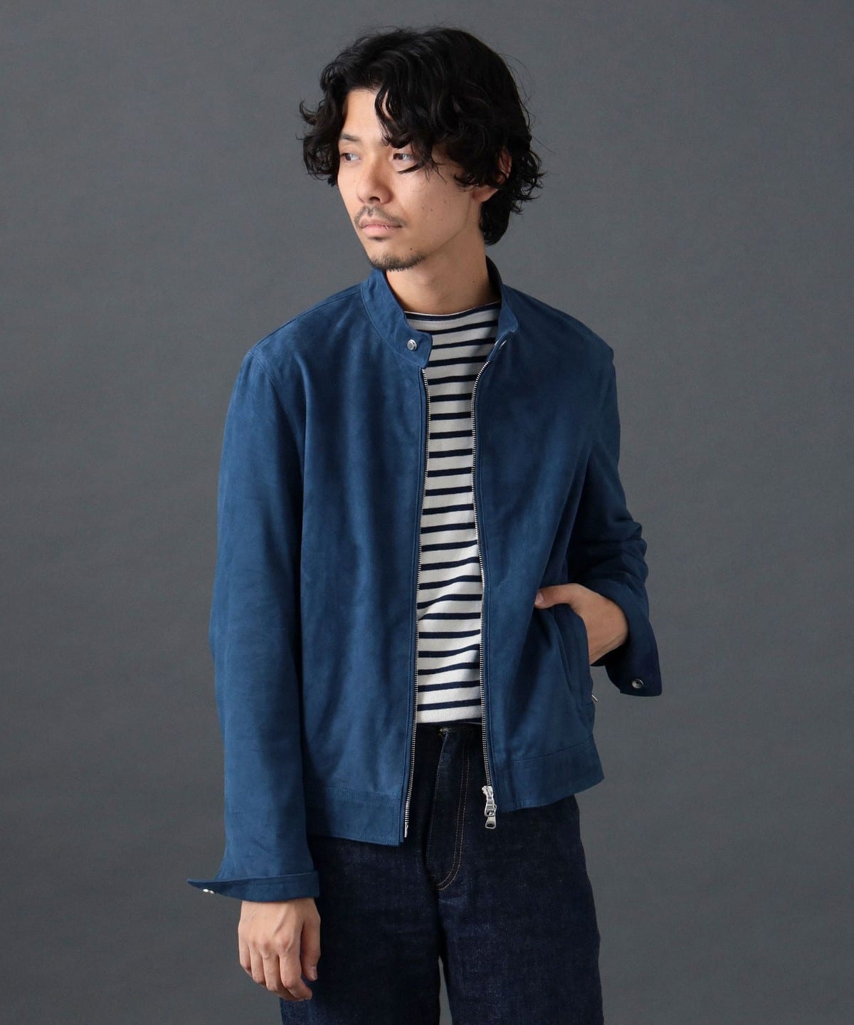【別注】EMMETI エンメティ / JURI BEAMS3 スエード シングル ライダースジャケット ブルゾン MEN ZAFFIRO/6061 48 【別注】EMMETI エンメティ / JURI BEAMS3 スエード シングル ライダースジャケット ブルゾン MEN ZAFFIRO/6061 48