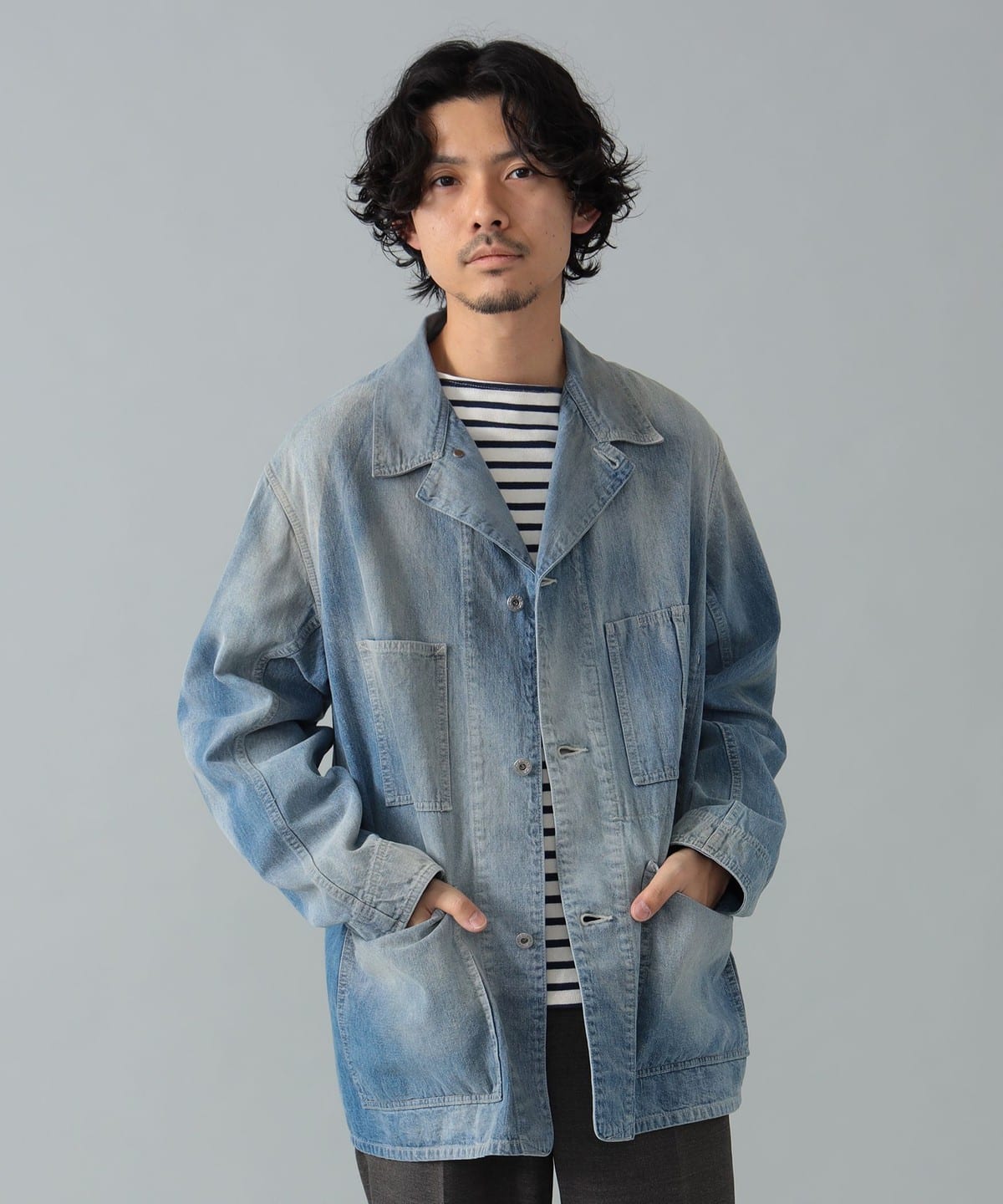 AUBERGE オーベルジュ / DINO BL デニムカバーオール ブルゾン MEN INDIGO(SUNBURN) 42 AUBERGE オーベルジュ / DINO BL デニムカバーオール ブルゾン MEN INDIGO(SUNBURN) 42