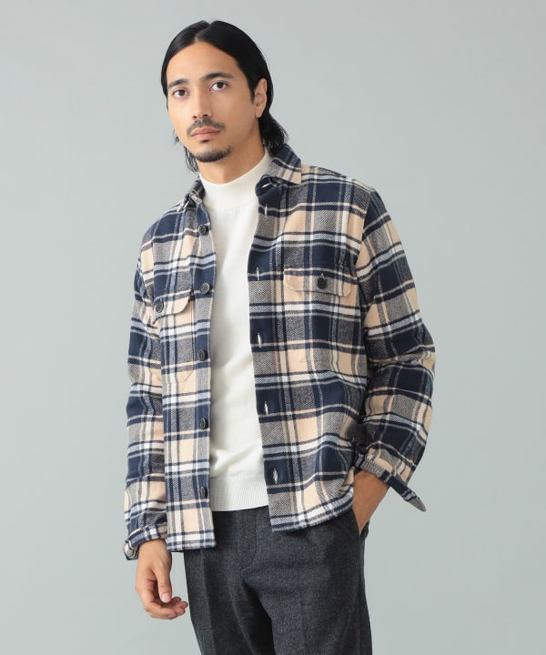 希少 イタリア製 BEAMS別注 GUY ROVER ギローバー ビームス カッタウェイ ポロシャツ XS 柔らか着心地 ネイビー コットン 織り柄 良品