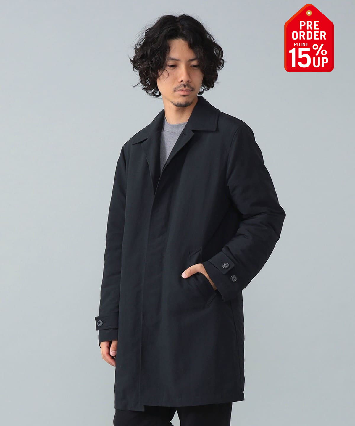 【+15%ポイントUP】【別注】M. I.D. A. ミダ / ライナー付き ステンカラーコート コート MEN BLACK 50 【+15%ポイントUP】【別注】M. I.D. A. ミダ / ライナー付き ステンカラーコート コート MEN BLACK 50