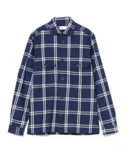 【別注】GUY ROVER / 2ポケット コットン ネイビーチェック シャツブルゾン