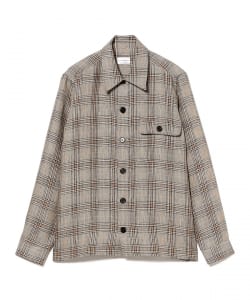 GUY ROVER / 1ポケット リネン チェック シャツブルゾン