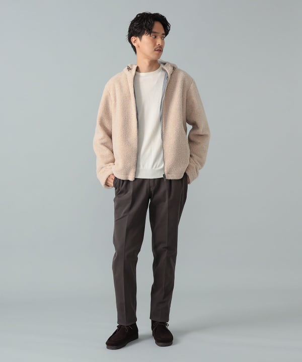 【+10%ポイントUP】HERNO / エコファー ニットコンビ スタンドカラーブルゾン Model：H182cm　Size：50