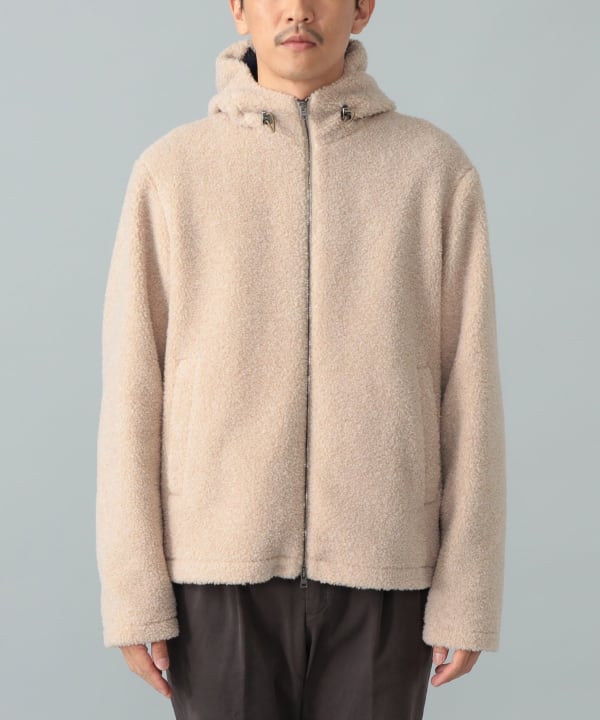 【+10%ポイントUP】HERNO / エコファー ニットコンビ スタンドカラーブルゾン Model：H182cm　Size：50