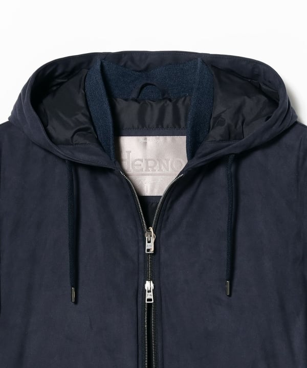 HERNO / エコスエード フーデッド ジップアップ ブルゾン