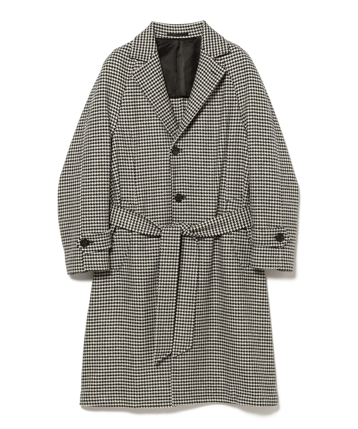 【別注】TITO ALLEGRETTO ティト アレグレット / ハウンドトゥース ベルテッド コート コート MEN BLACKxWHITE 48
