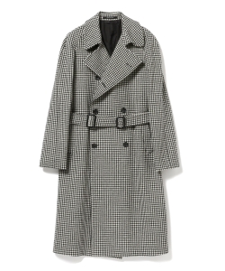 ▲TAGLIATORE / BROCK ハウンドトゥース ダブル ベルテッド コート
