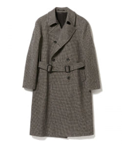 ▲TAGLIATORE / 別注 BROCK ハウンドトゥース ベルテッド コート