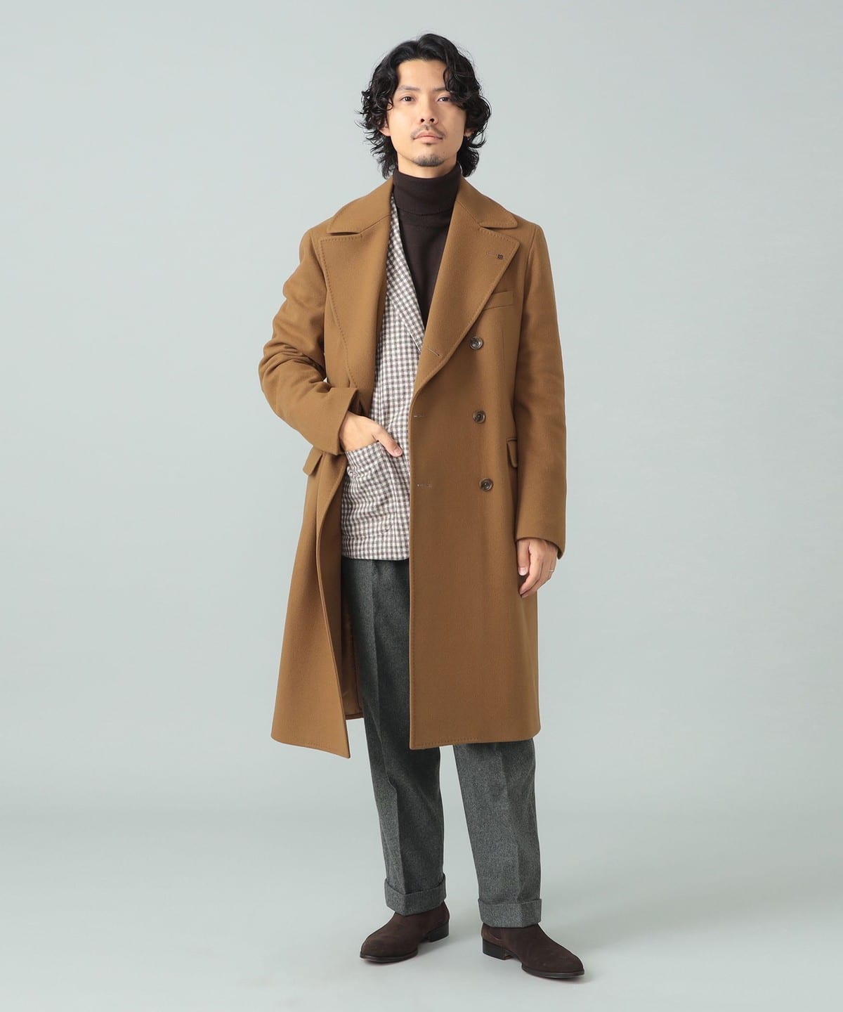 <極美品>TAGLIATORE×ブリッラRICH ブラウン ダブルポロコート44 Brilla per il gusto（ブリッラ ペル イル グスト）【別注