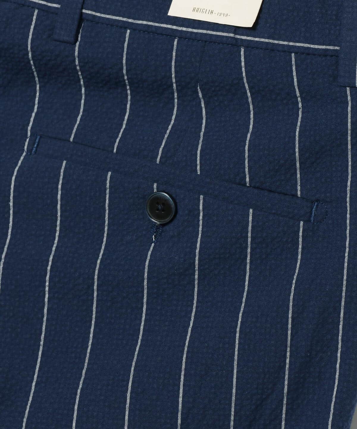 38％割引42,44,46,48,50,NAVY ST/3372【在庫有】 BRIGLIA 1949 × Brilla per il gusto / 別注  ISCHIA コットン ストライプ 1プリーツ イージーパンツ スラックス Brillaperilgusto4244464850NAVY  ST/3372-AKT.APA.KZ