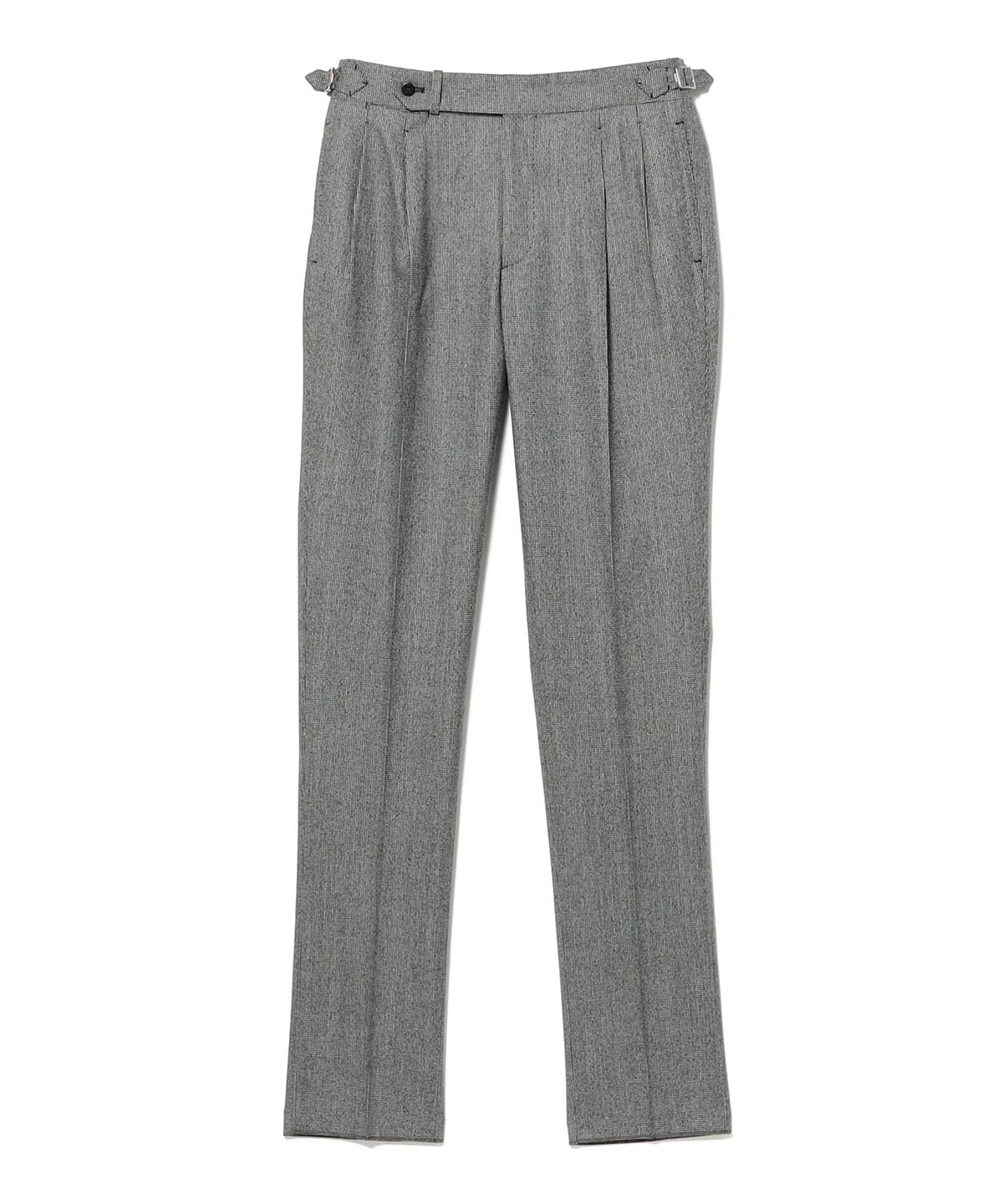 【別注】MASSIMO CORRADO / ウールフランネル ハウンドトゥース柄 2プリーツ サイドアジャスター スラックス パンツ MEN CHARCOAL. G/1 48 【別注】MASSIMO CORRADO / ウールフランネル ハウンドトゥース柄 2プリーツ サイドアジャスター スラックス パンツ MEN CHARCOAL. G/1 48