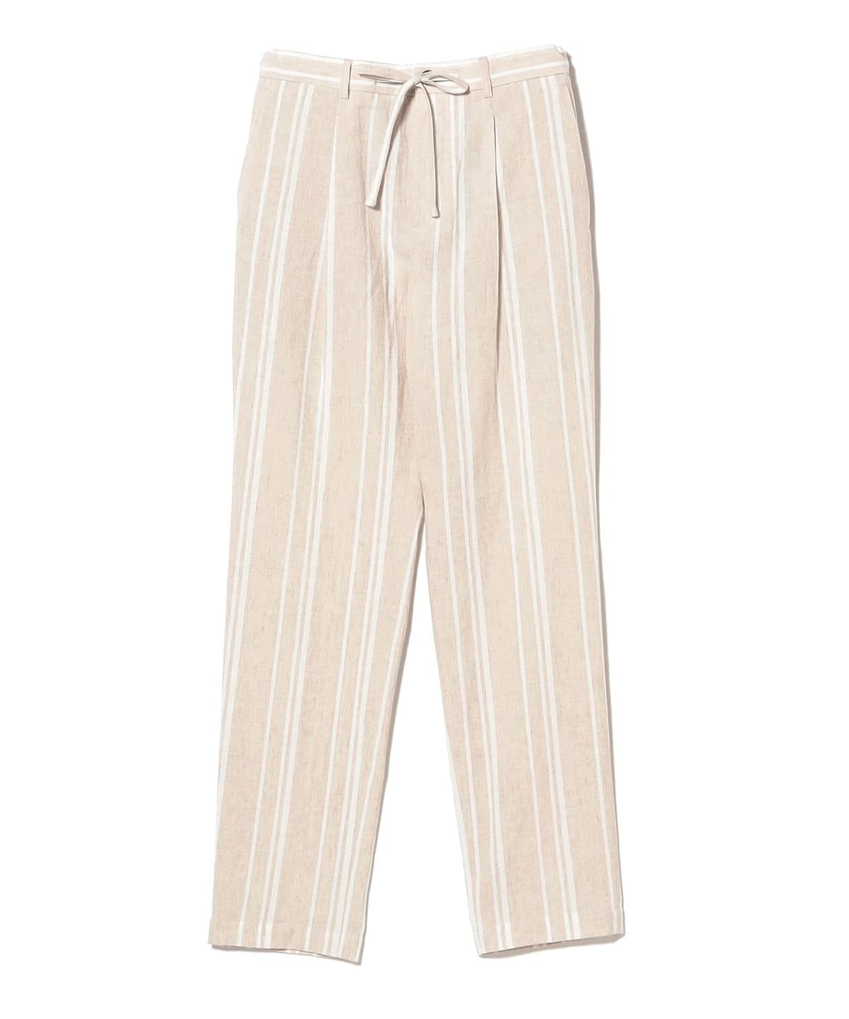リネンコットン ベージュ オルタネイトストライプ イージーパンツ パンツ MEN BEIGE 46 リネンコットン ベージュ オルタネイトストライプ イージーパンツ パンツ MEN BEIGE 46