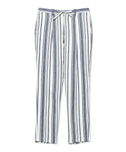 リネン ブルー オルタネイトストライプ イージーパンツ