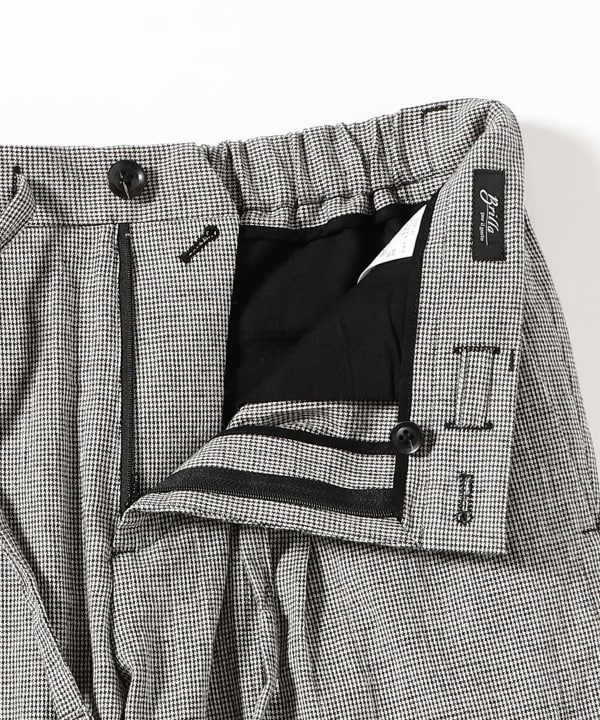 Cotton linen houndstooth print easy pants