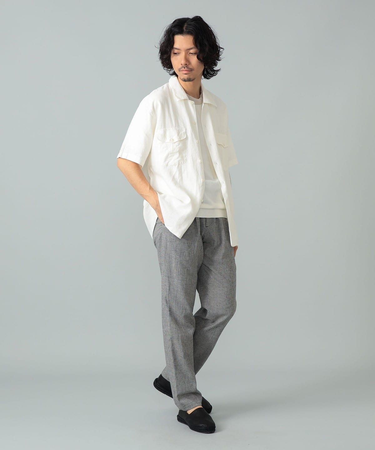 極美品⭐︎Brilla per il gustoハウンドトゥースイージーパンツ48 Brilla per il gusto（ブリッラ ペル イル グスト）コットンリネン