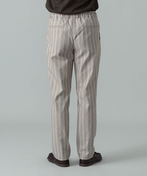 コットン ベージュ オルタネイトストライプ イージーパンツ Model：H175cm　Size：48
