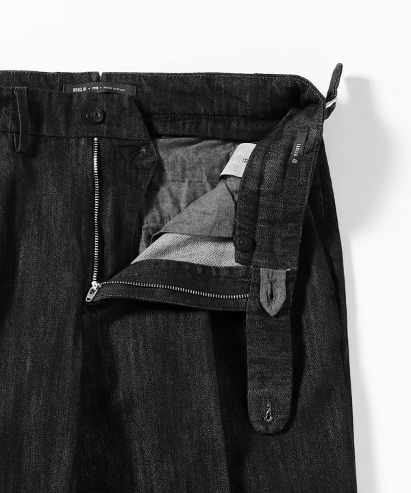 【別注】BRIGLIA 1949 / 2プリーツ サイドアジャスター ブラックデニムスラックス