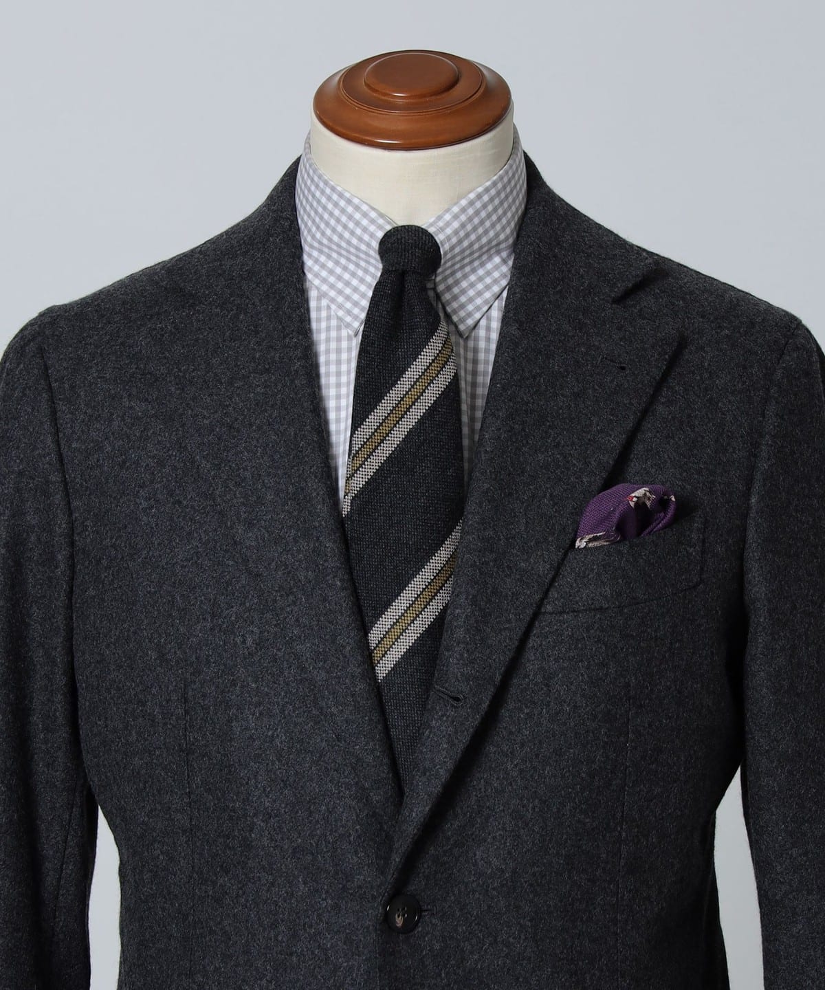 ウール ストライプ ネクタイ スーツ・ネクタイ MEN CHARCOAL. GxGOLD ONE SIZE ウール ストライプ ネクタイ スーツ・ネクタイ MEN CHARCOAL. GxGOLD ONE SIZE
