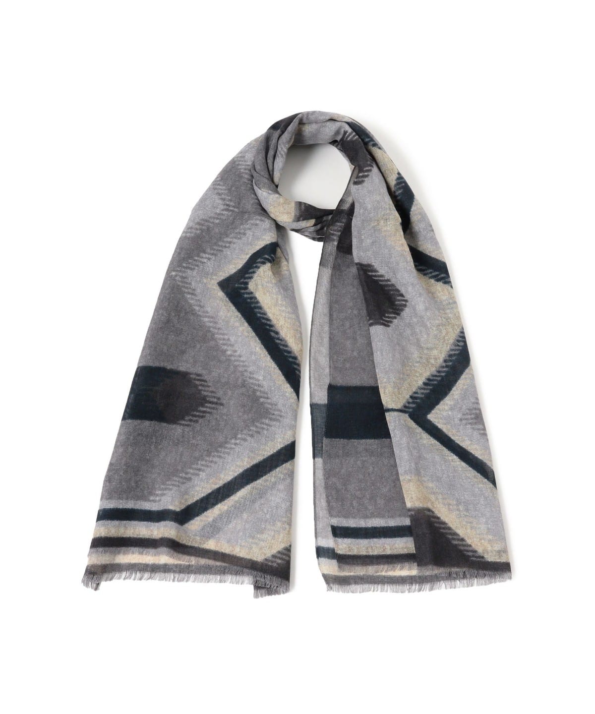GIERRE ジエレ / ウール ジオメトリック柄 プリント ストール ファッション雑貨 MEN GREY/6 ONE SIZE GIERRE ジエレ / ウール ジオメトリック柄 プリント ストール ファッション雑貨 MEN GREY/6 ONE SIZE