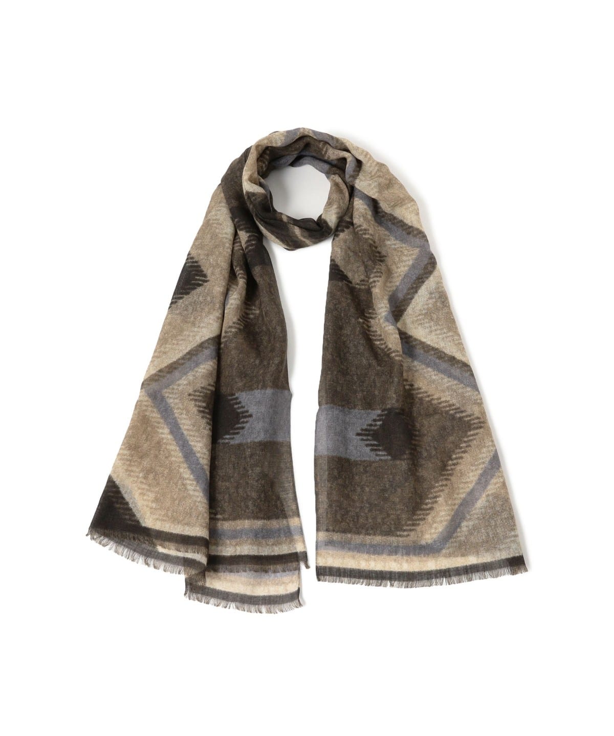 GIERRE ジエレ / ウール ジオメトリック柄 プリント ストール ファッション雑貨 MEN BROWN/4 ONE SIZE GIERRE ジエレ / ウール ジオメトリック柄 プリント ストール ファッション雑貨 MEN BROWN/4 ONE SIZE