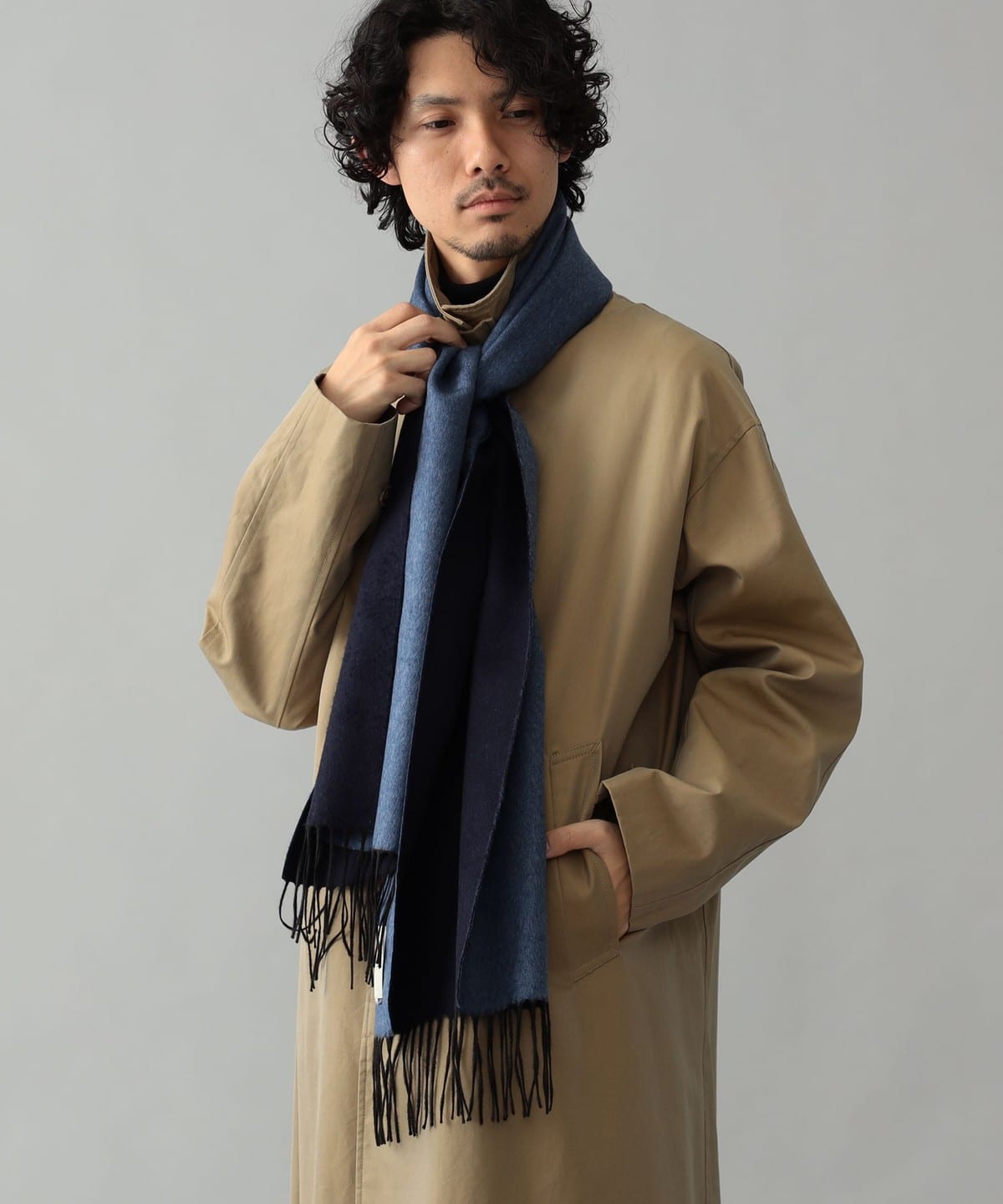PIACENZA ピアチェンツァ / シルクカシミヤ 2トーン マフラー ファッション雑貨 MEN SAXxNAVY/21 ONE SIZE PIACENZA ピアチェンツァ / シルクカシミヤ 2トーン マフラー ファッション雑貨 MEN SAXxNAVY/21 ONE SIZE