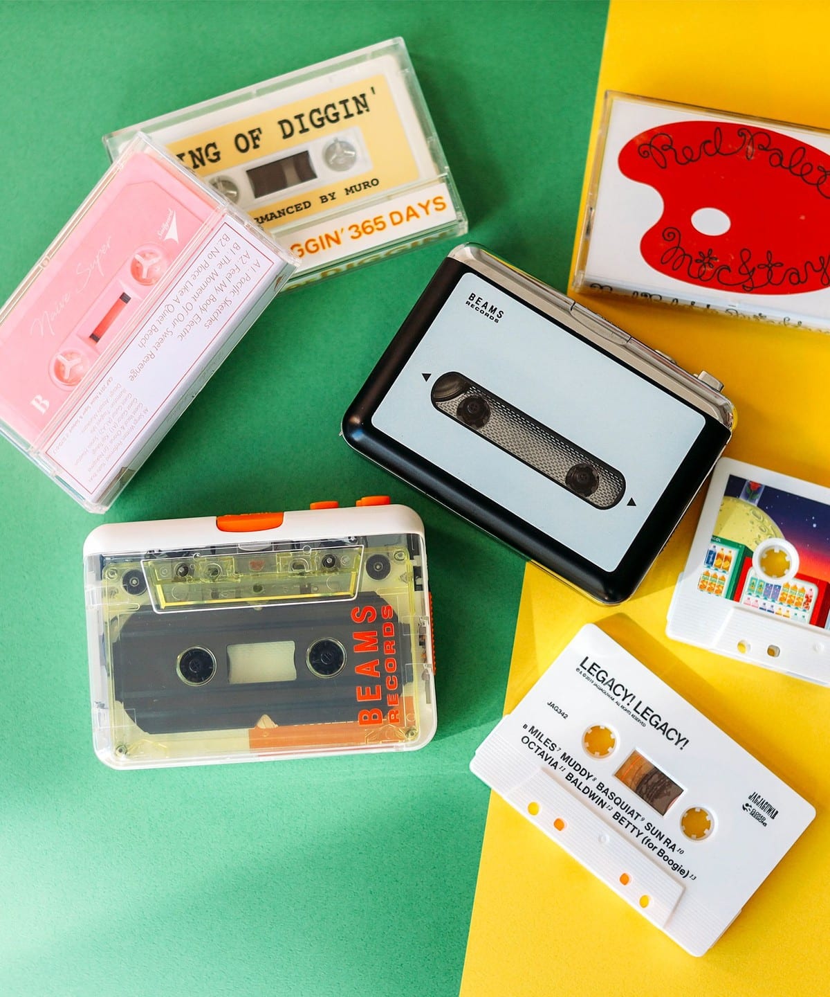 BEAMS RECORDS カセットテーププレーヤー 本体　 カセット4本セット BEAMS RECORDS（ビームス レコーズ）Stereo Skeleton Cassette Player