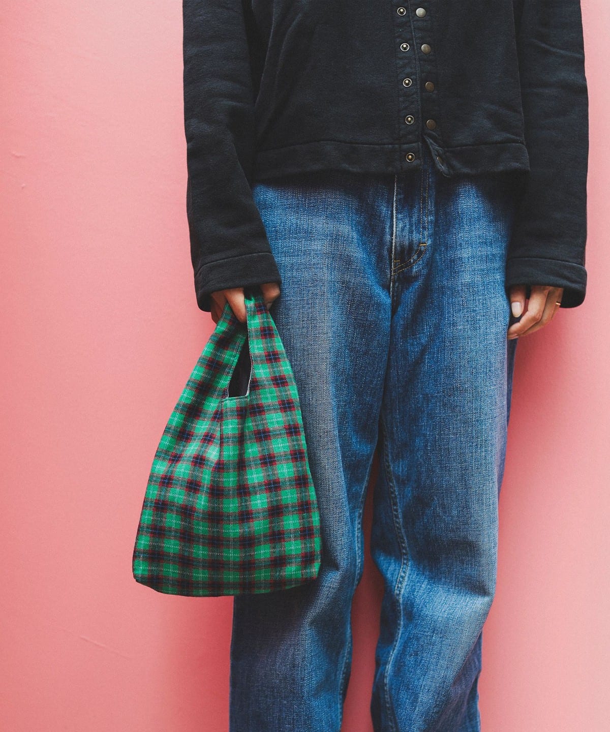 リバーシブル チェック ショッパー S バッグ MEN GREEN ONE SIZE リバーシブル チェック ショッパー S バッグ MEN GREEN ONE SIZE