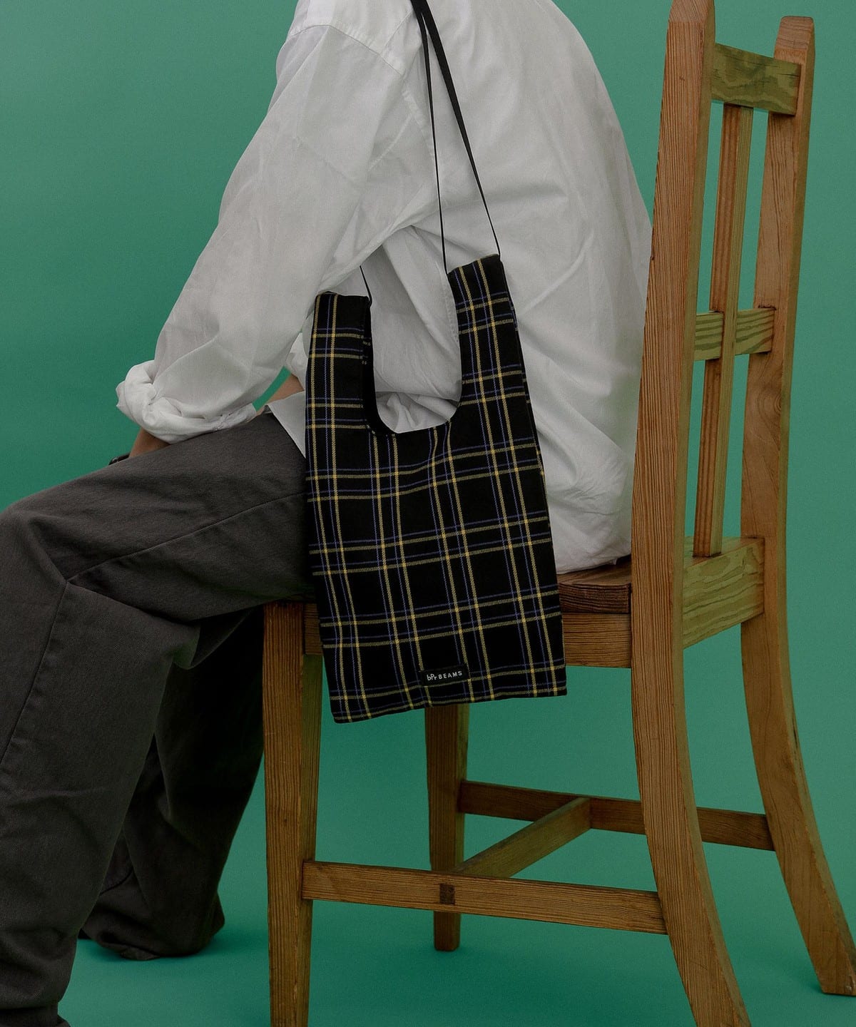 チェック ショッパー S バッグ MEN GRAY×YELLOW ONE SIZE チェック ショッパー S バッグ MEN GRAY×YELLOW ONE SIZE