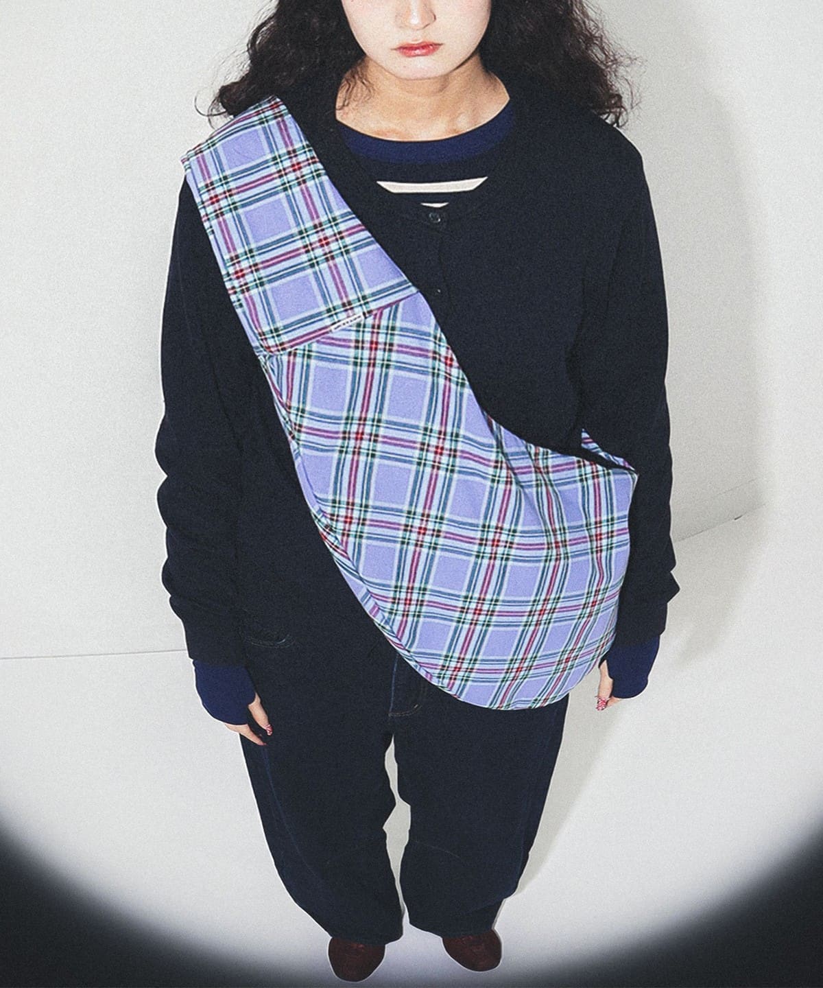 bPr BEAMS（bPrビームス）チェック ラウンドショルダーバッグ（バッグ