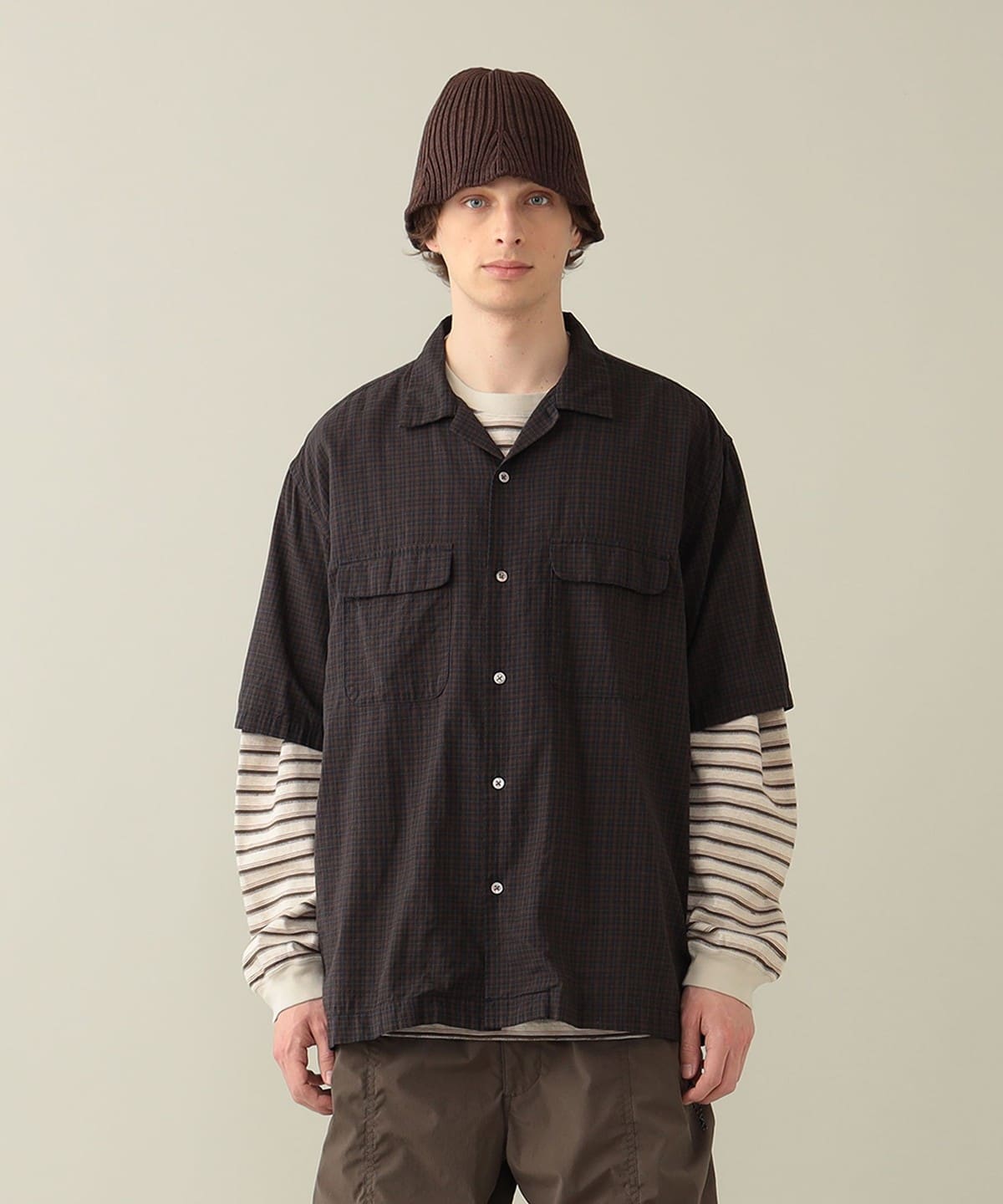 Sam Plaid Short Sleeve Shirt シャツ・ブラウス MEN BROWN M Sam Plaid Short Sleeve Shirt シャツ・ブラウス MEN BROWN M