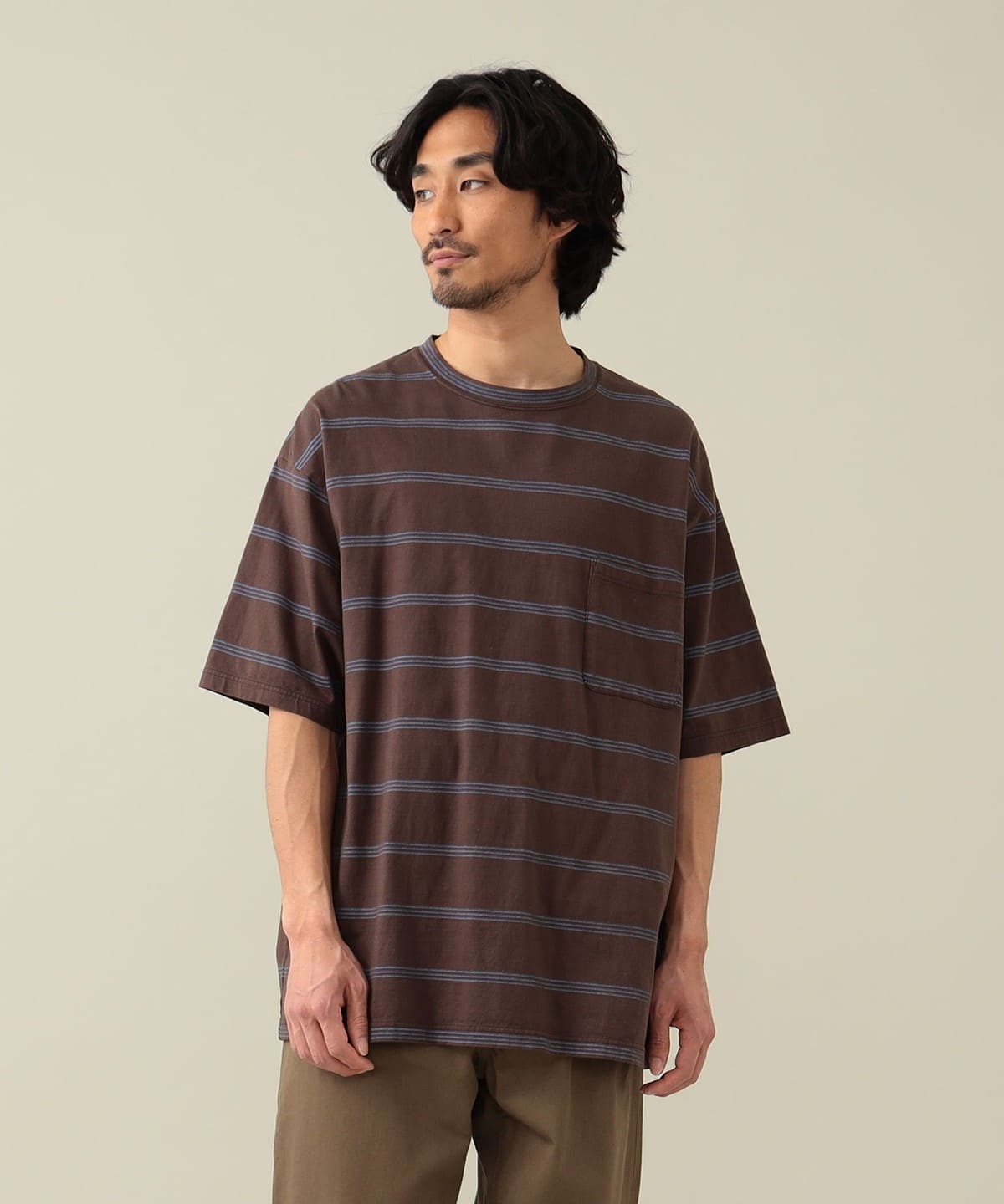 Mickey Stripe Tee Tシャツ・カットソー MEN BROWN S Mickey Stripe Tee Tシャツ・カットソー MEN BROWN S