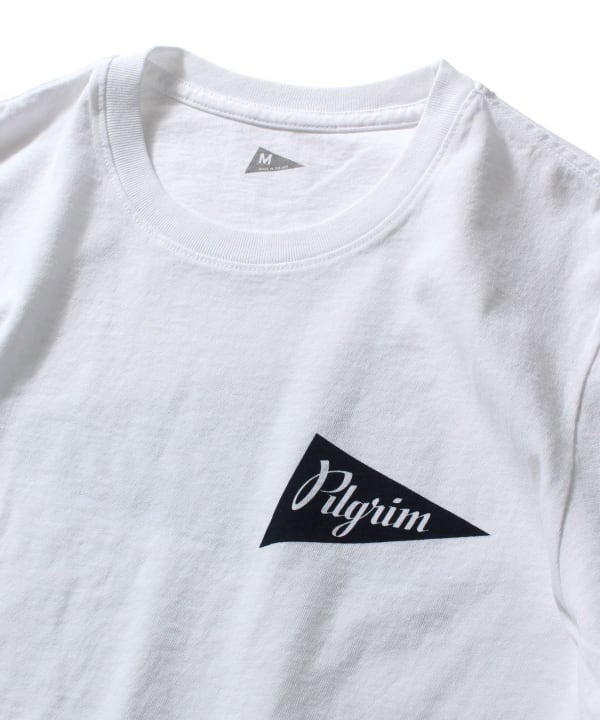 本物ピルグリムPilgrimビームスコットンロゴプリント半袖Tシャツメンズ白S