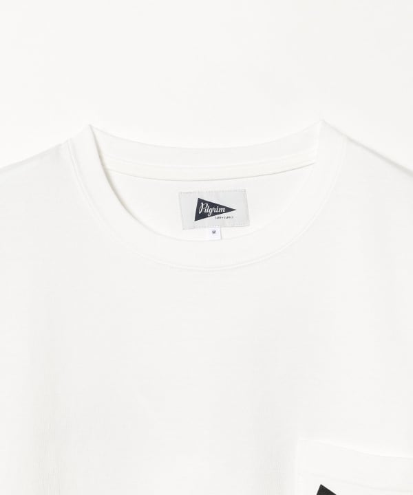 本物ピルグリムPilgrimビームスコットンロゴプリント半袖Tシャツメンズ白S