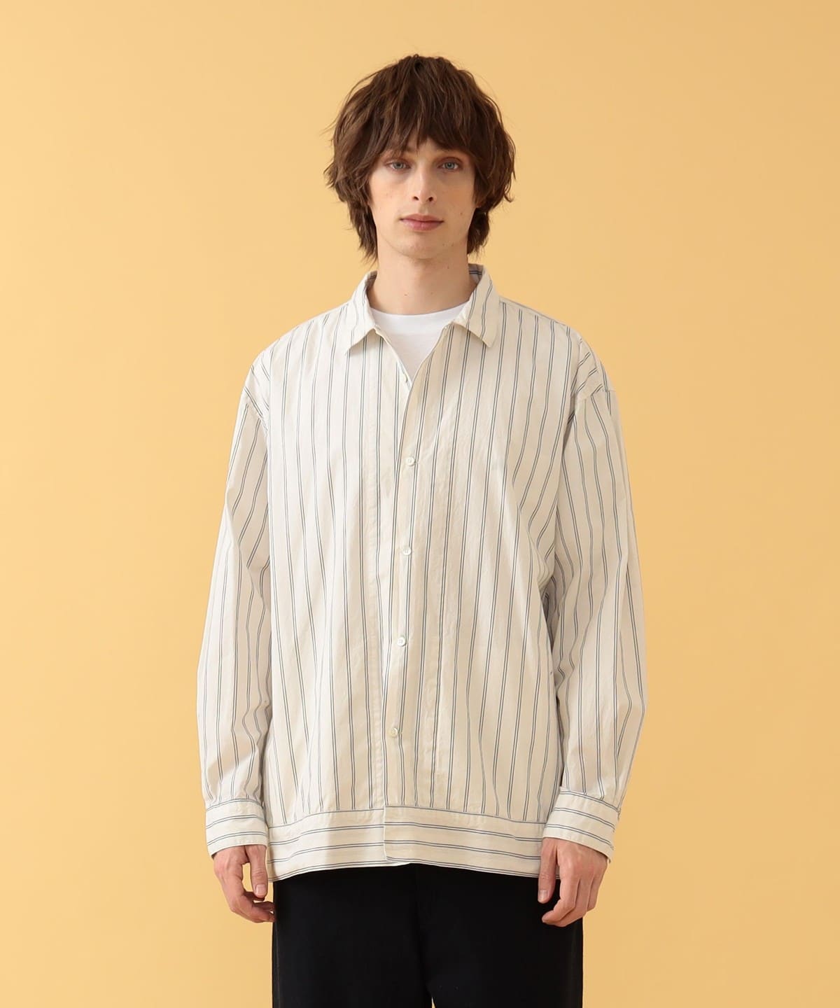 Claude Long Sleeve Shirt シャツ・ブラウス MEN NATURAL STRIPE M Claude Long Sleeve Shirt シャツ・ブラウス MEN NATURAL STRIPE M