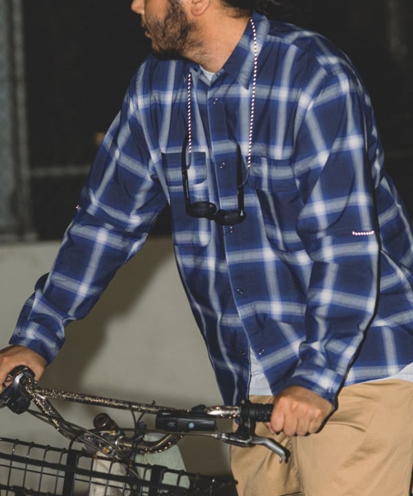 XL PILGRIM bluelug max wind shirt オンブレ PILGRIM* Max wind shirt (check grey) - BLUE LUG GLOBAL