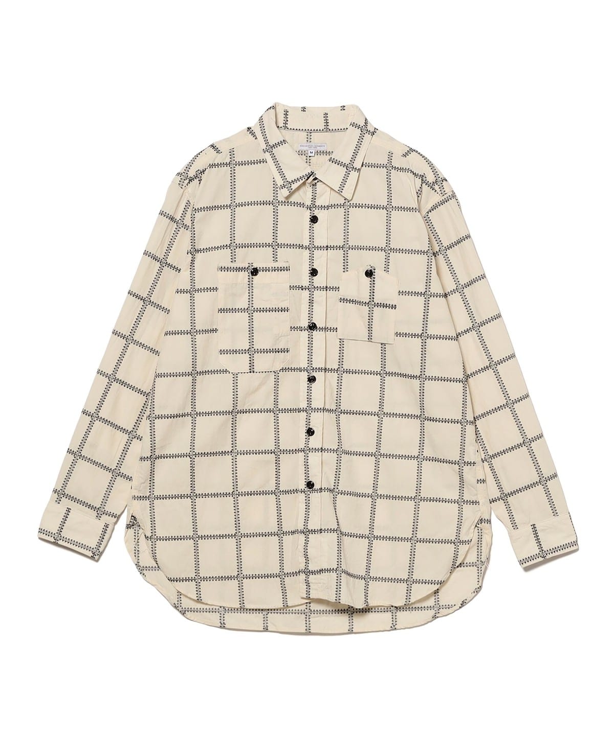 ENGINEERED GARMENTS �G���W�j�A�h �K�[�����c / Work Shirt - CP Square Embroidery �V���c�E�u���E�X MEN White/Black CP Square S