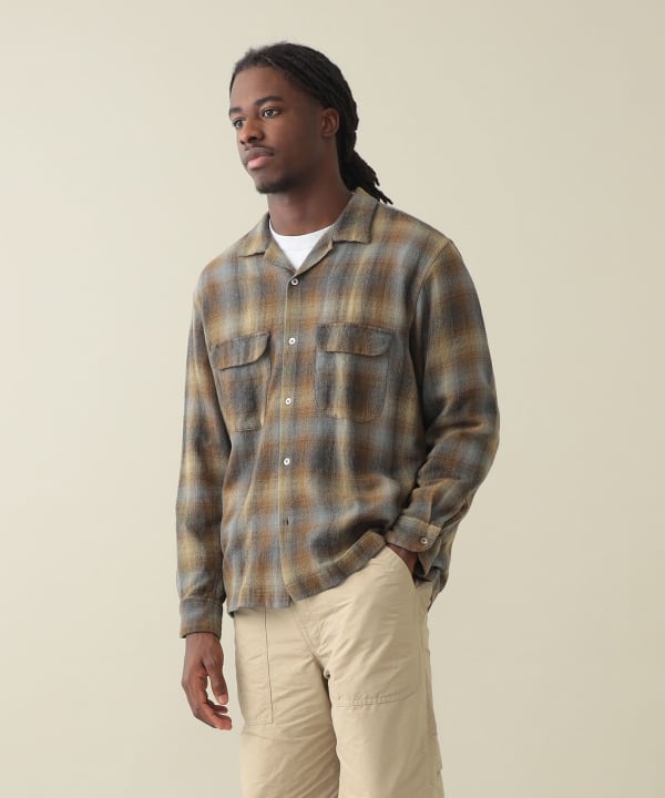 【ノベルティ対象】Vincent Wool Ombre Longsleeve Shirt Model : H185 (cm)　Size : L