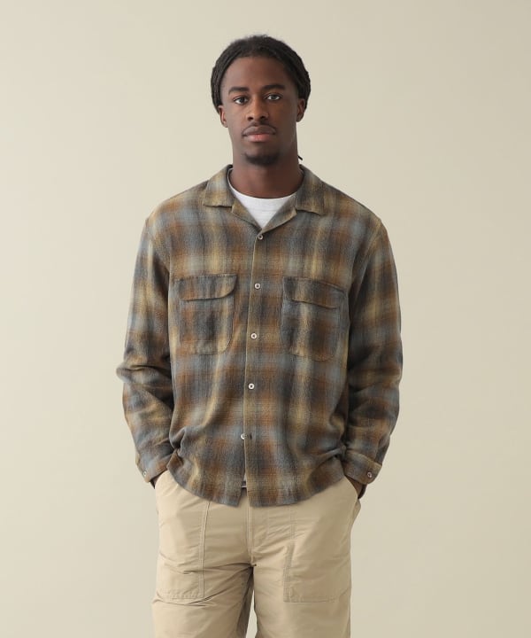 【ノベルティ対象】Vincent Wool Ombre Longsleeve Shirt Model : H185 (cm)　Size : L