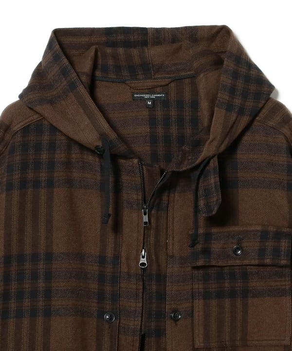 ENGINEERED GARMENTS / Zip Hooded Shirt - Cotton Flannel Plaid