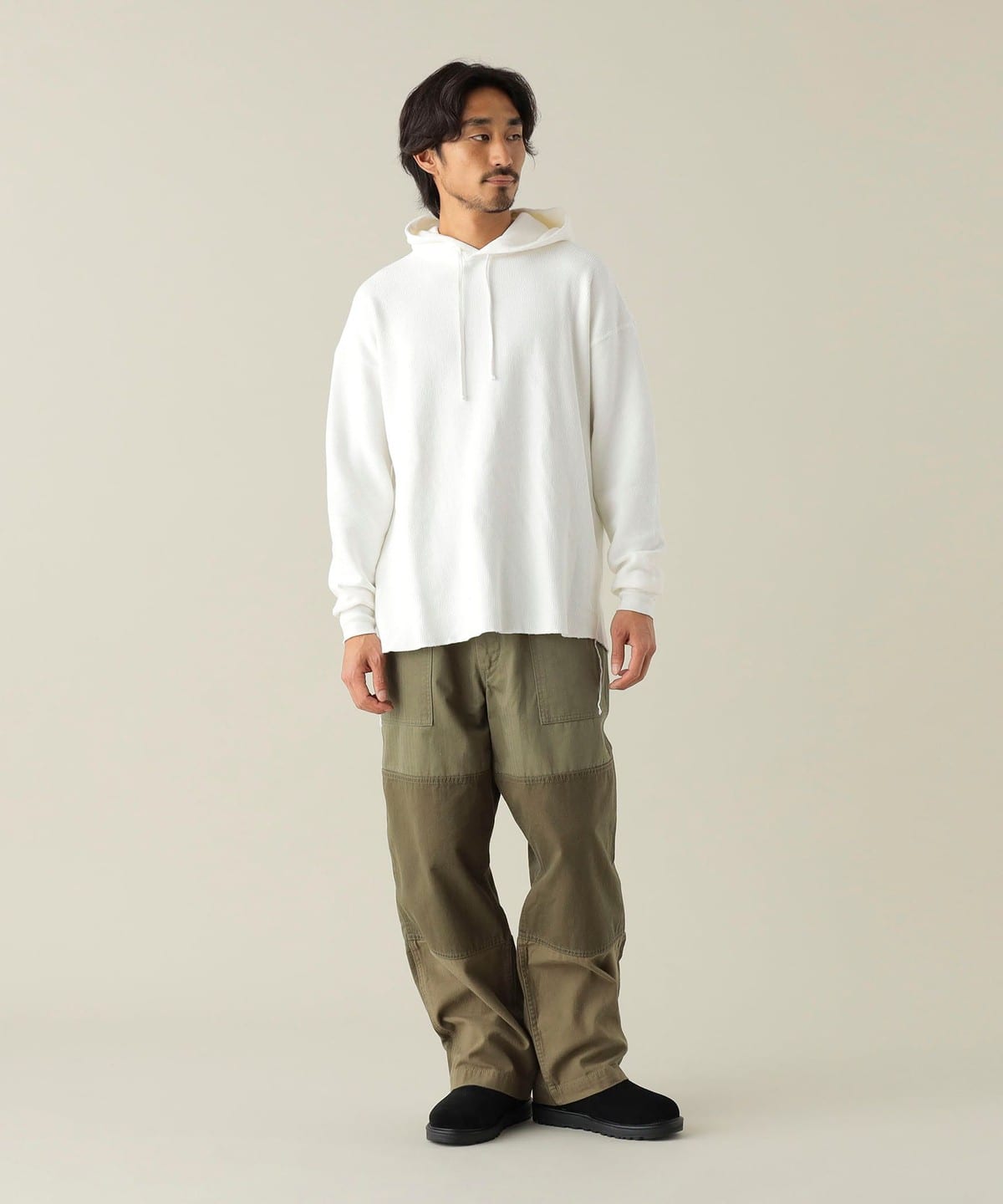 美品♡FRAMeWORK♡HOSE CLOTH スイングトップ　クリーニング済 リブフロントクロスVネック8分袖トップス｜INGNI(イング) 公式通販