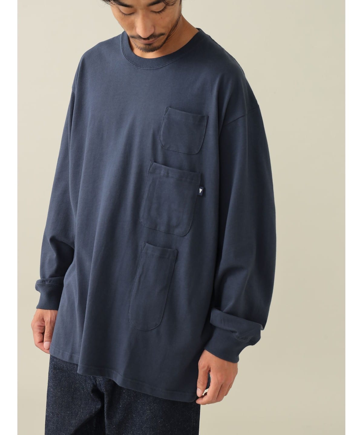 未使用品　ビームス　デミルクスケープカラープルオーバー　ネイビー　カットソー Demi-Luxe BEAMS（デミルクス ビームス）AK+1 / ポロカラー プル