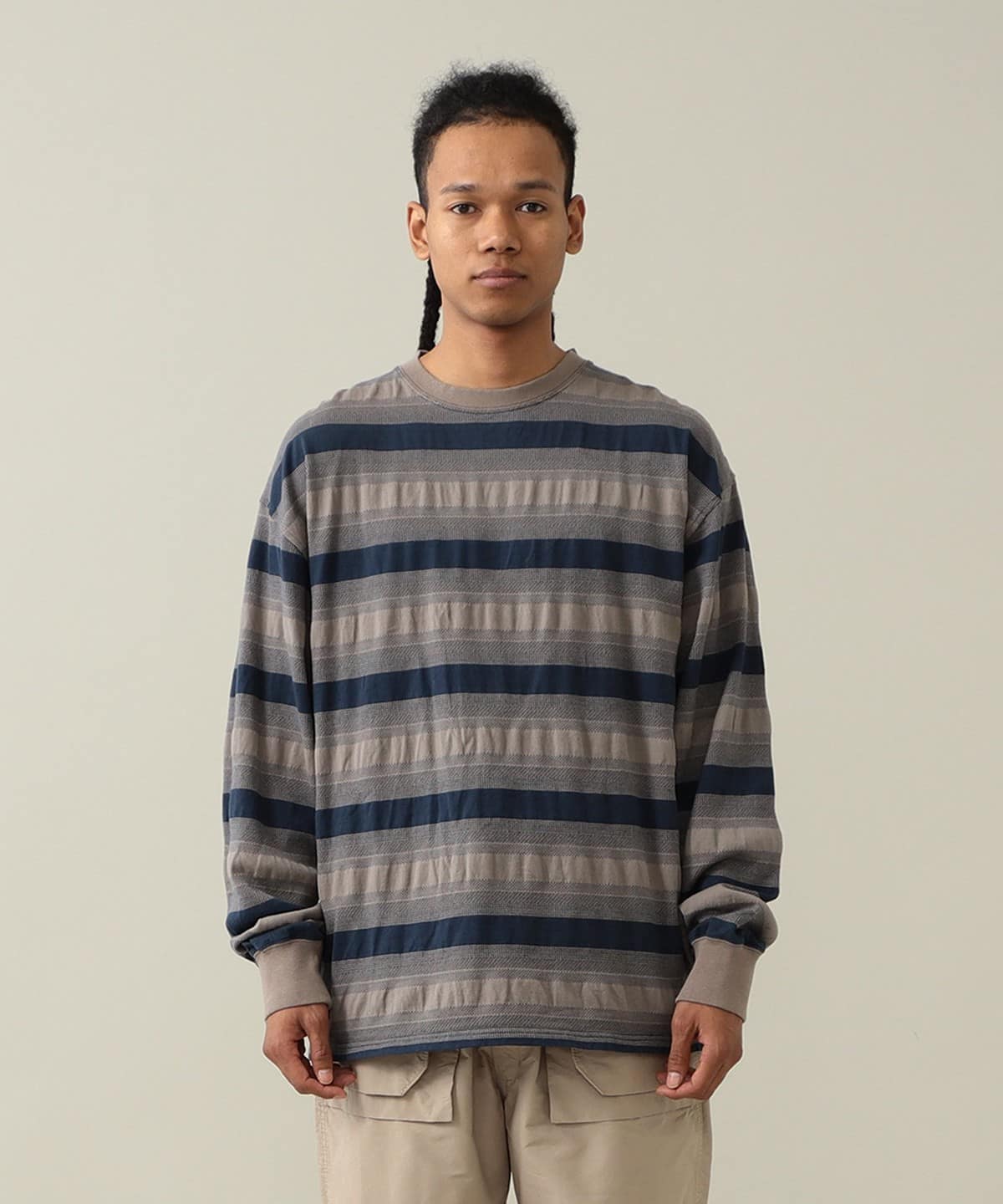 【+15%ポイントUP】Skip Stripe Long Sleeve Tee Tシャツ・カットソー MEN GREY XL 【+15%ポイントUP】Skip Stripe Long Sleeve Tee Tシャツ・カットソー MEN GREY XL