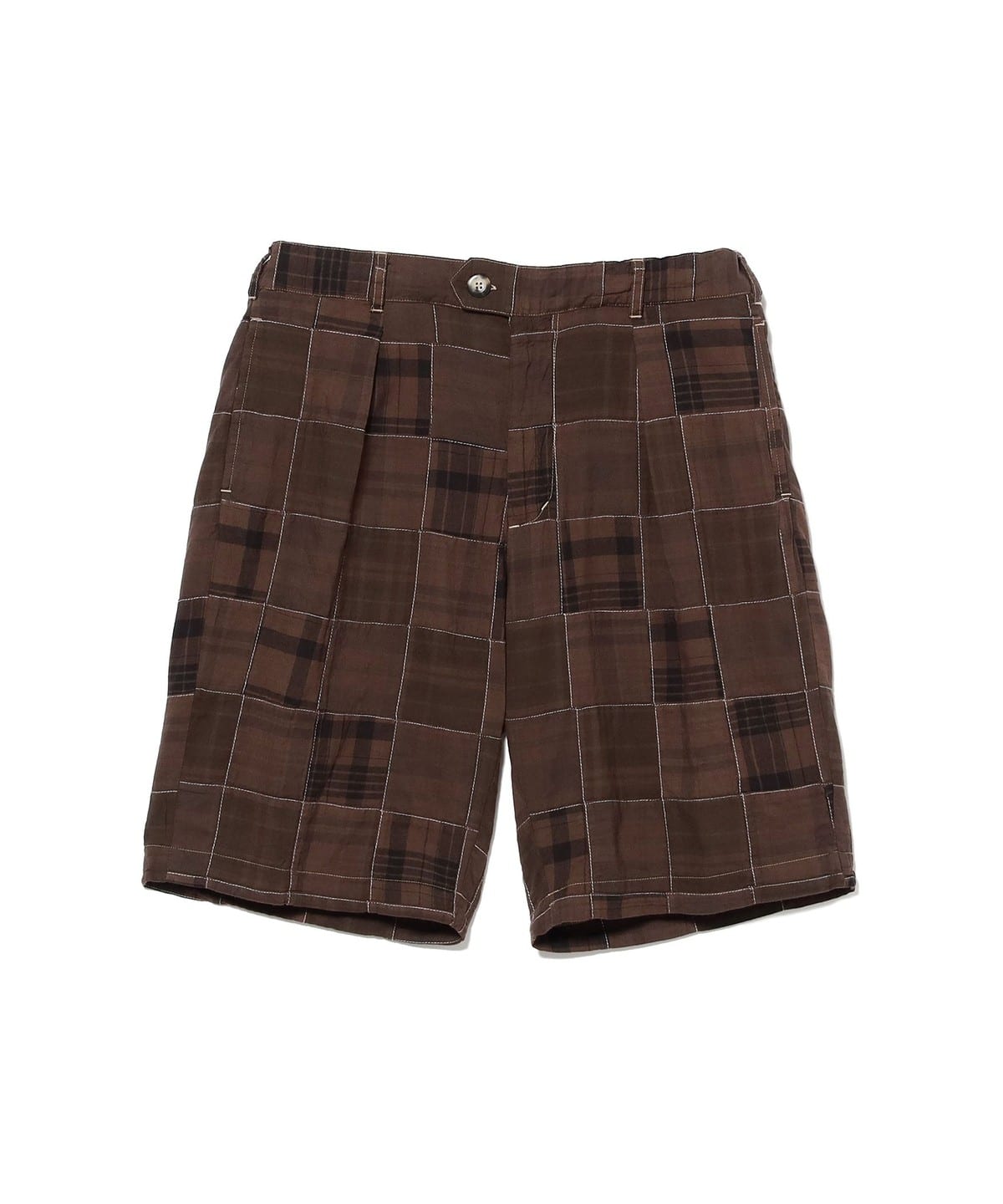 【EXCLUSIVE】CAL O LINE キャル・オー・ライン / Overdyed Madras check Shorts パンツ MEN BROWN L 【EXCLUSIVE】CAL O LINE キャル・オー・ライン / Overdyed Madras check Shorts パンツ MEN BROWN L
