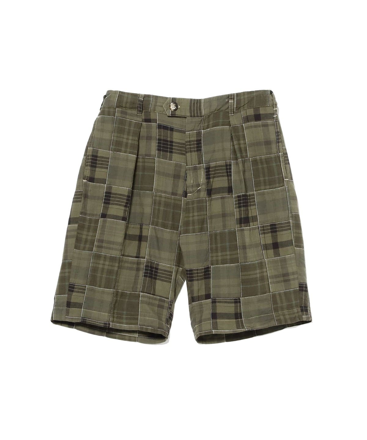 【EXCLUSIVE】CAL O LINE キャル・オー・ライン / Overdyed Madras check Shorts パンツ MEN OLIVE S 【EXCLUSIVE】CAL O LINE キャル・オー・ライン / Overdyed Madras check Shorts パンツ MEN OLIVE S