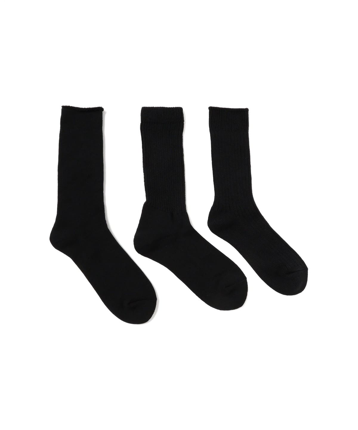 ROTOTO / 3 Pack Socks ���b�O�E�F�A MEN BLACK M (25-27cm)