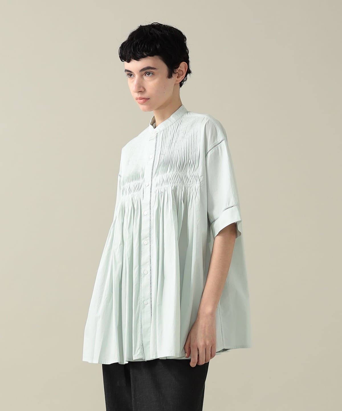 INDIA INDUSTRY / Pin Tuck Shirts シャツ・ブラウス WOMEN MINT. GREEN 1 INDIA INDUSTRY / Pin Tuck Shirts シャツ・ブラウス WOMEN MINT. GREEN 1