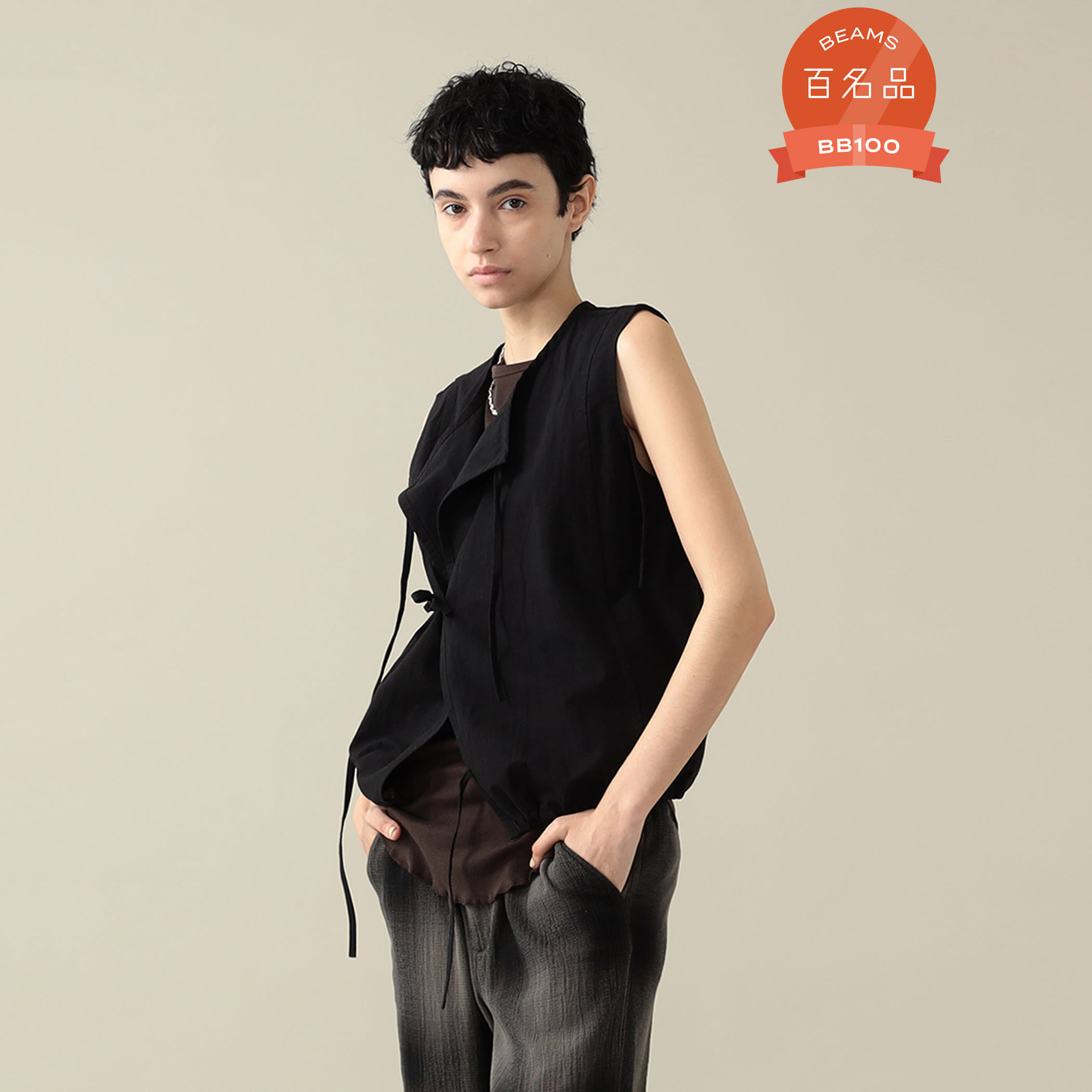 Amelia Tie Vest トップス WOMEN BLACK 1 Amelia Tie Vest トップス WOMEN BLACK 1