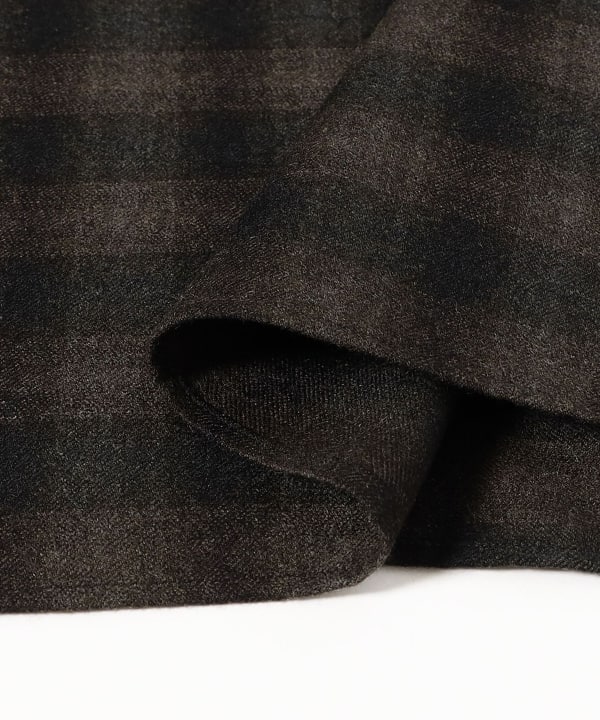 COMOLI / Wool Check Zip Shirt