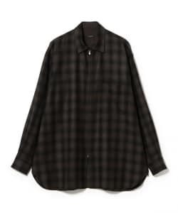 COMOLI / Wool Check Zip Shirt